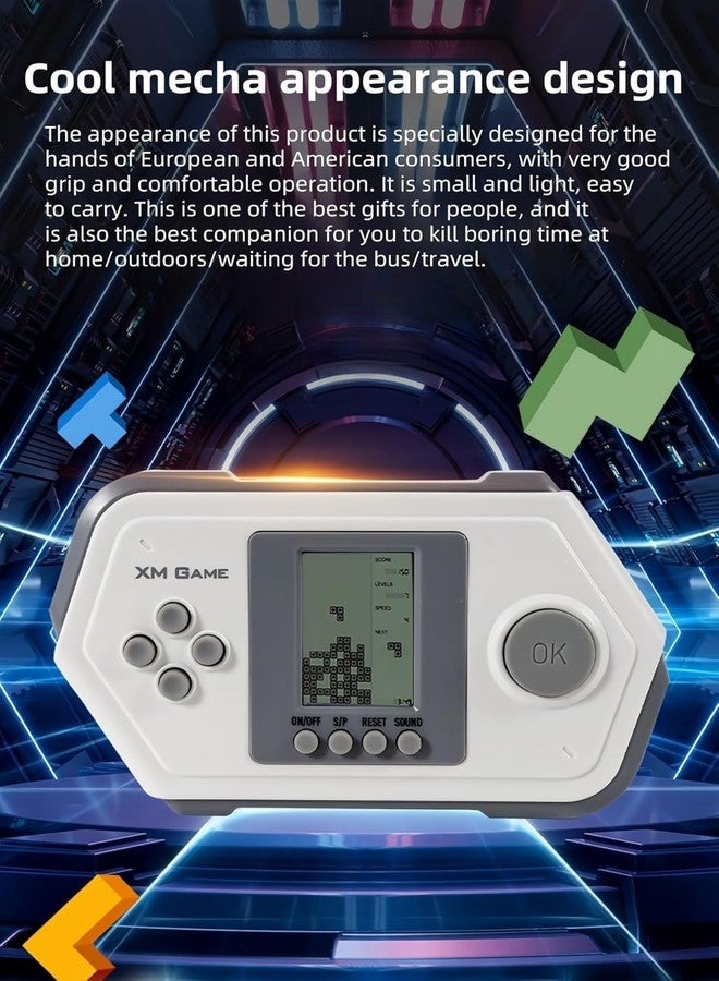 BeFunky Retro Block Game Console Cool Shape 26 Brick Games Silicone Button Powered by 2*AAA Batteries Speed/Difficulty Can Be Adjusted Handheld Game Children/Teens/Birthday (White) - Image 3